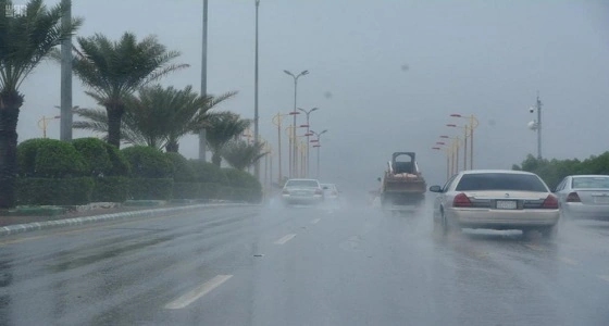 هطول أمطار غزيرة على الطائف