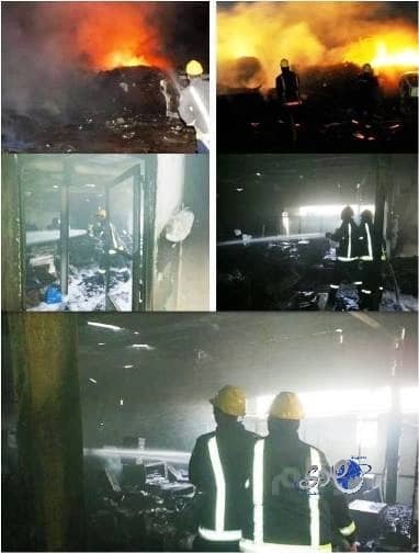 مدني الرياض يباشر حريقا بمستودع في السلي