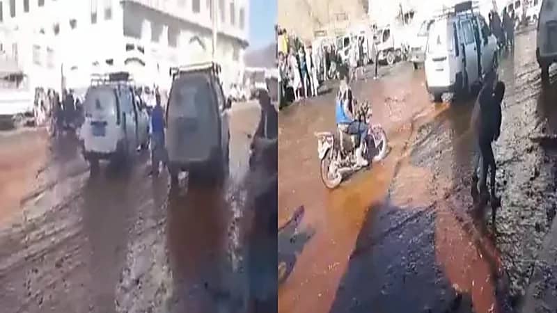 بالفيديو.. جدل بسبب انقلاب صهريج وقود كان محملًا بالعسل