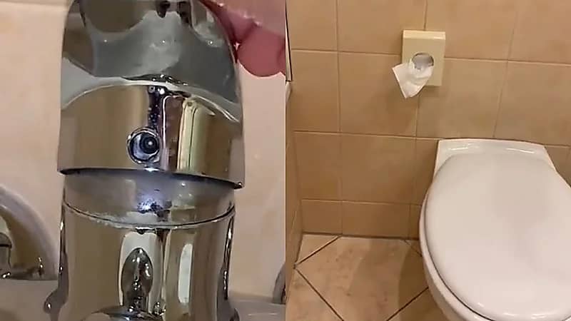 سيدة توثق عثورها على كاميرا مراقبة مخفية في حمام فندق .. فيديو