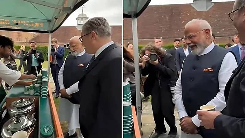 الشاي الهندي يخطف الأضواء في لقاء رئيسي الوزراء الهندي والبريطاني ..فيديو