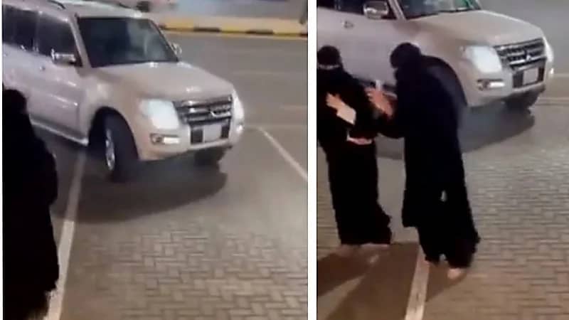 فتاتان تتفاجآن بتصرف شاب بعد حجزهما موقف سيارة .. فيديو