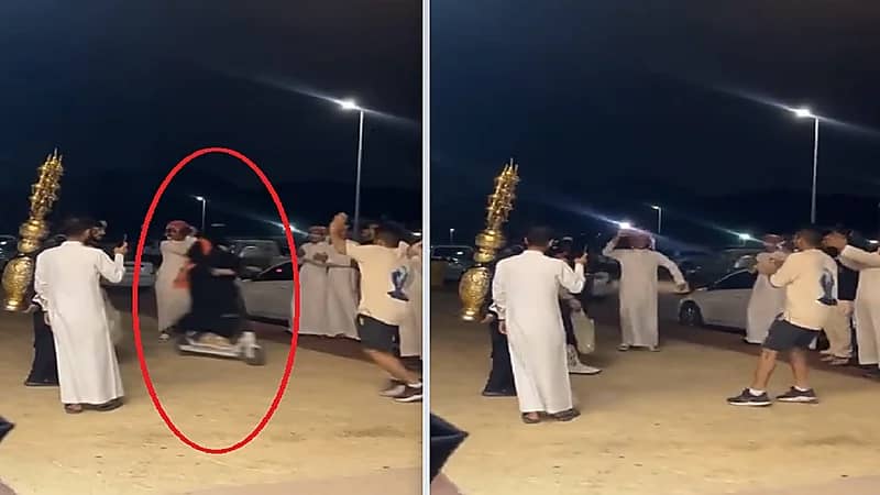 فتاة تقتحم تجمع شبابي بالسكوتر .. فيديو