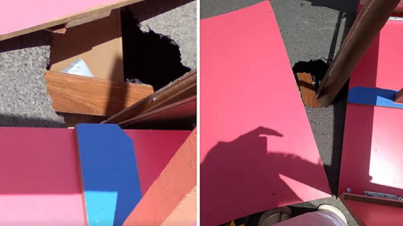 بالصور .. هبوط بالأسفلت أمام منزل أحد ساكني شارع الخمسين بالطائف