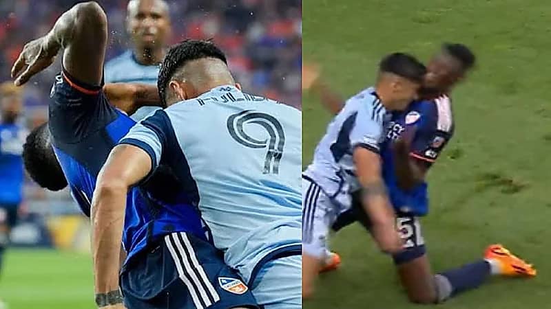 مهاجم كنساس سيتي ينطح منافسه على طريقة زيدان .. فيديو