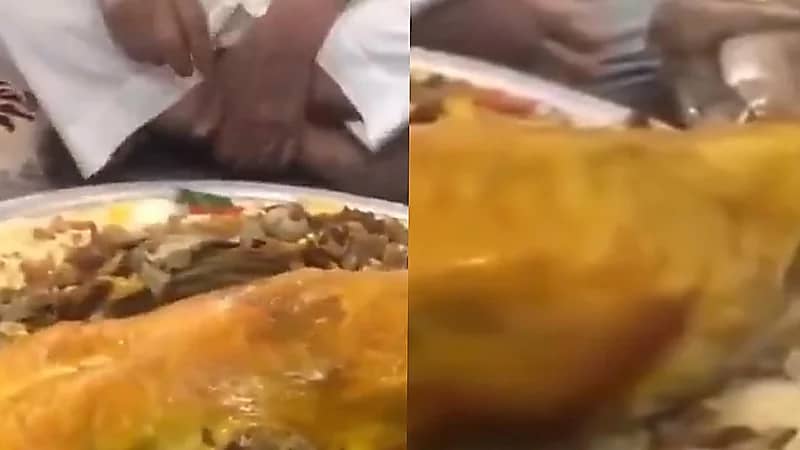 شخص يوثق عزيمته لضيوفه مرحبًا بهم والضيف: عليا الطلاق ما أنا آكل   .. فيديو