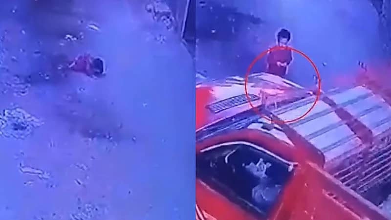 بالفيديو.. شاحنة كبيرة تدهس طفلة وتخرج حية