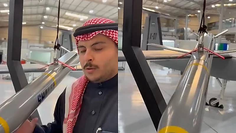 مهندس طيار يستعرض صاروخ صُنع في المملكة‬⁩ للطائرات بدون طيار .. فيديو