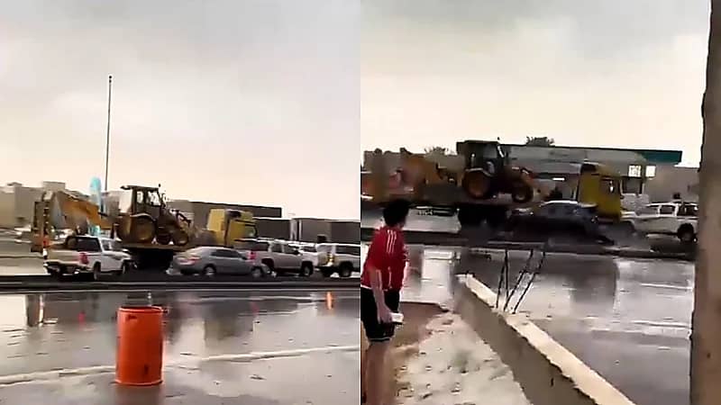 شاحنة تُطيح بعدة مركبات ومواطن يوثق الحادث بالصدفة .. فيديو