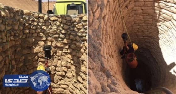 مدني الغاط ينقذ هرة من بئر جاف بعمق 13م في إحدى المزارع