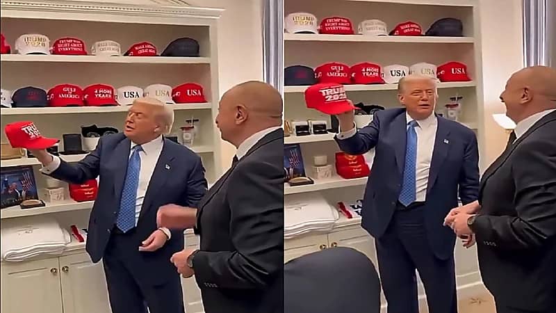 ردة فعل رئيس أذربيجان بعد رؤية قبعة ترامب 2028