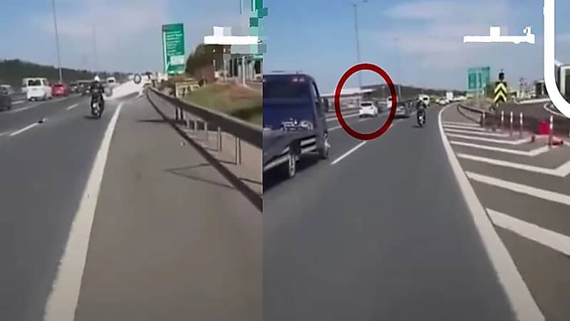 لحظة انقلاب مركبة في حادث مروع وسط الزحام.. فيديو