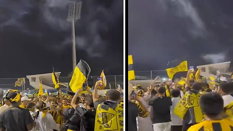 الجماهير تكتسح مقر الاتحاد احتفالًا بلقب الدوري .. فيديو