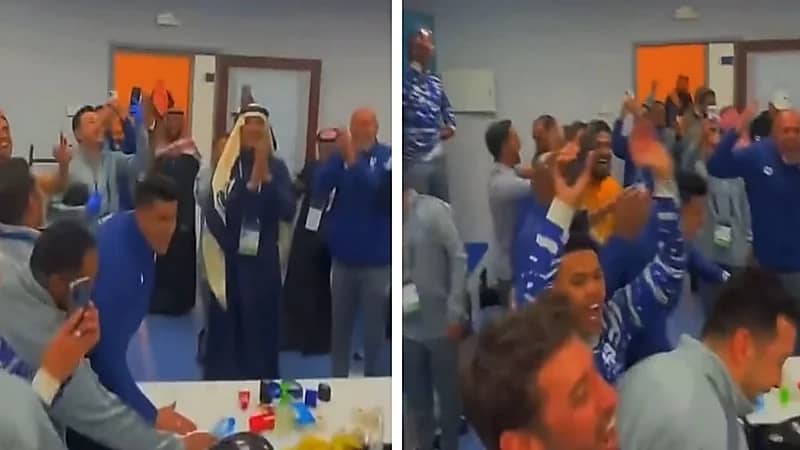 شاهد.. فرحة لاعبي الهلال داخل غرفة تغيير الملابس 
