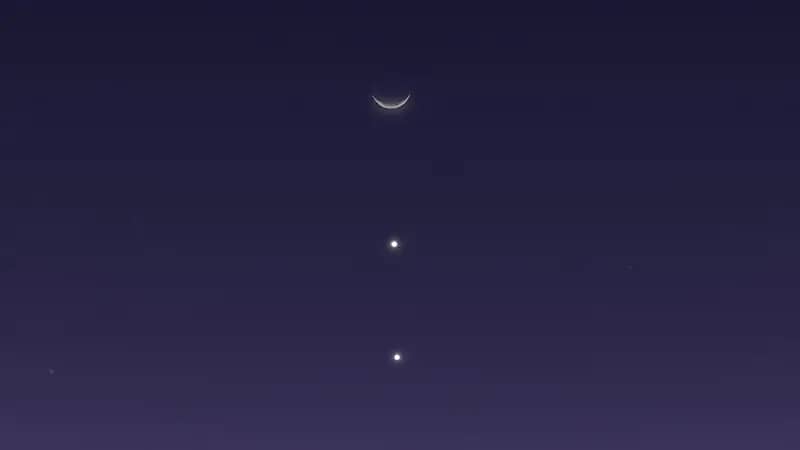 سماء المملكة تتزين بهلال القمر وكوكبي المشتري والزهرة