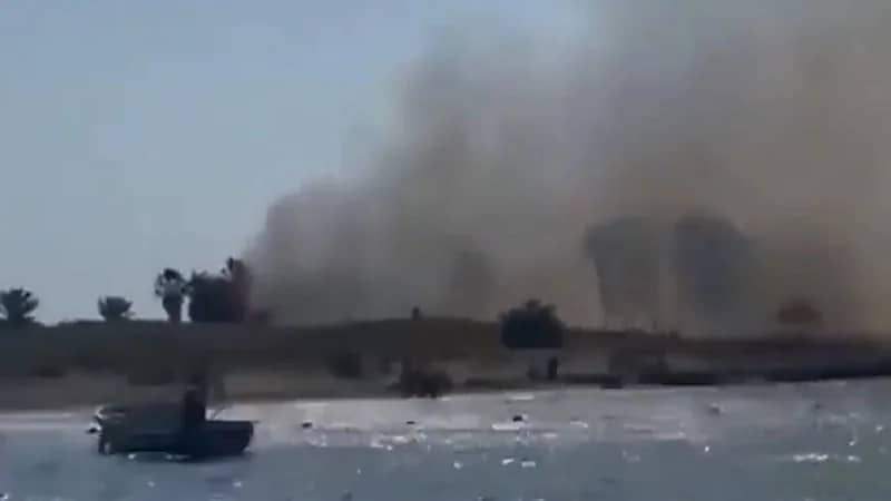 اندلاع حريق في جزيرة الأرانب.. فيديو