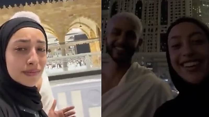 فتاة توثق فرحتها بأول عمرة في حياتها مجهشة بالبكاء .. فيديو