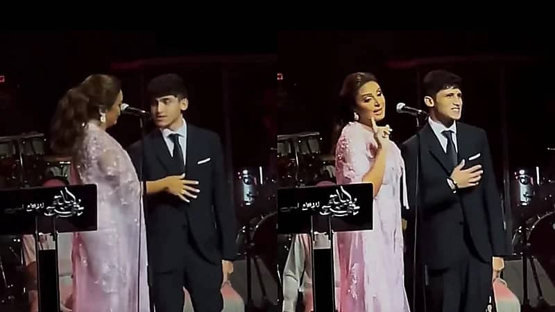 أنغام تقدم ابنها عبدالرحمن في حفلها بدار الأوبرا الكويتية  ..  فيديو