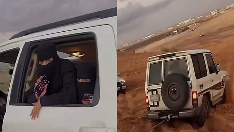 فتيات يوثقن مساعدة شباب لهن بعد أن علقن في الرمال  ..  فيديو