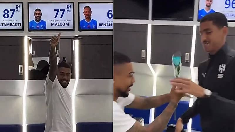 البليهي يمازح مالكوم وأبو راسين بزهرة احتفالا بحلول رمضان .. فيديو