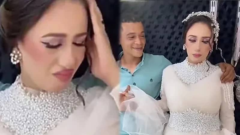 عروس تثير ضجة بتصرفاتها تجاه عريسها في حفل زفافهما .. فيديو