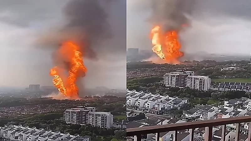 انفجار هائل لأنبوب غاز في ماليزيا .. فيديو