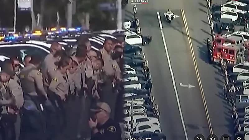 شرطة لوس أنجلوس تشيع 3 مساعدين قٌتلوا بالتفجير في موكب مهيب .. فيديو