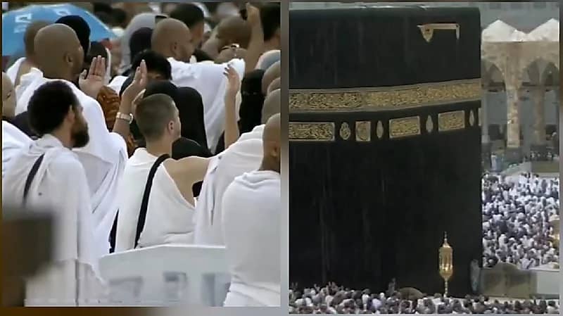 أمطار غزيرة تغسل الكعبة المشرفة وسط خشوع الطائفين.. فيديو