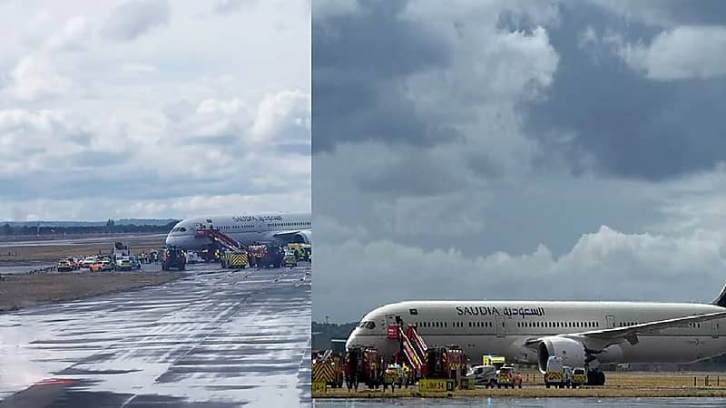 التفاصيل الكاملة لواقعة فتح راكب باب طائرة الخطوط السعودية في لندن.. صور