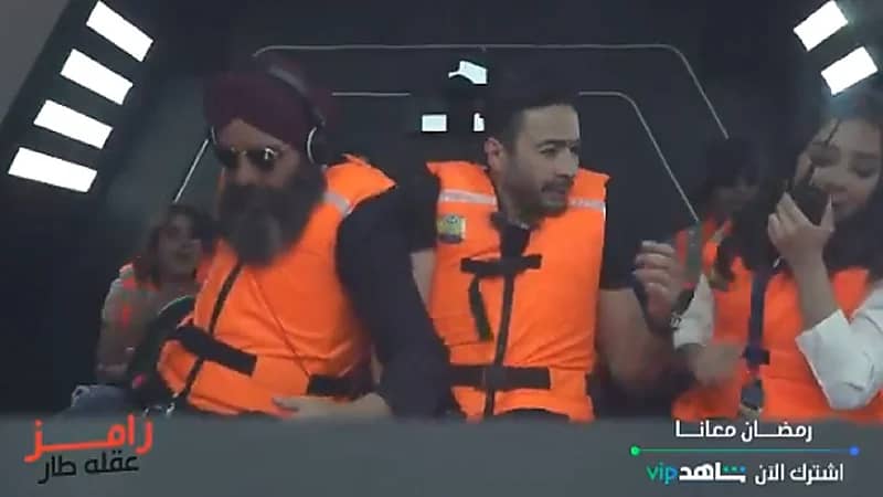 شاهد.. رعب وخوف حمادة هلال ببرنامج رامز علقه طار