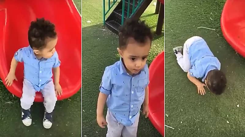 شاهد .. ردة فعل طفل عند سماعه الأذان