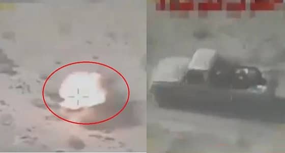 بالفيديو.. استهداف طيران التحالف لميليشيات الحوثي الإيرانية