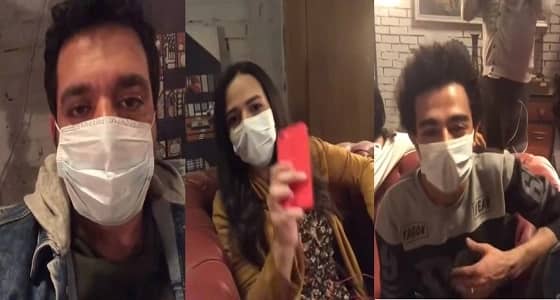 بالفيديو.. فنانين يختبئون بسبب الأحوال الجوية السيئة