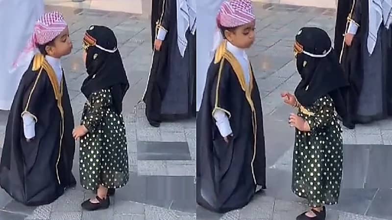 الفطرة السليمة لطفلة ترفض تقبيل طفل لها ببراءة .. فيديو