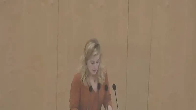 شاهد.. لحظة فقدان نائبة برلمانية نمساوية للوعي فجأة