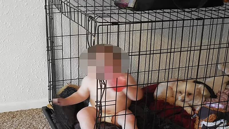 زوجة أب تحبس طفل داخل قفص للكلاب