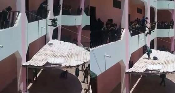 بالصور.. مدير مدرسة يرمي الطلاب من الدور الثاني لمعاقبتهم