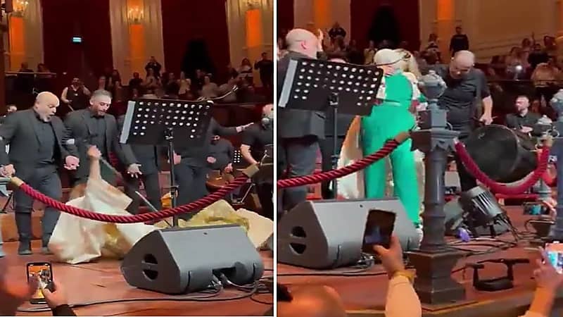 لحظة سقوط نجوى كرم على المسرح في أمستردام.. فيديو