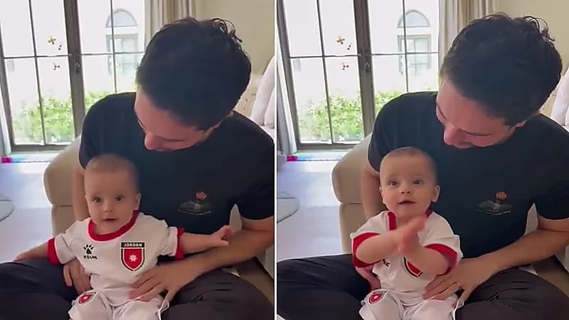 الأمير الحسين يدعم المنتخب الأردني في تصفيات المونديال بفيديو خاص لابنته إيمان.. فيديو