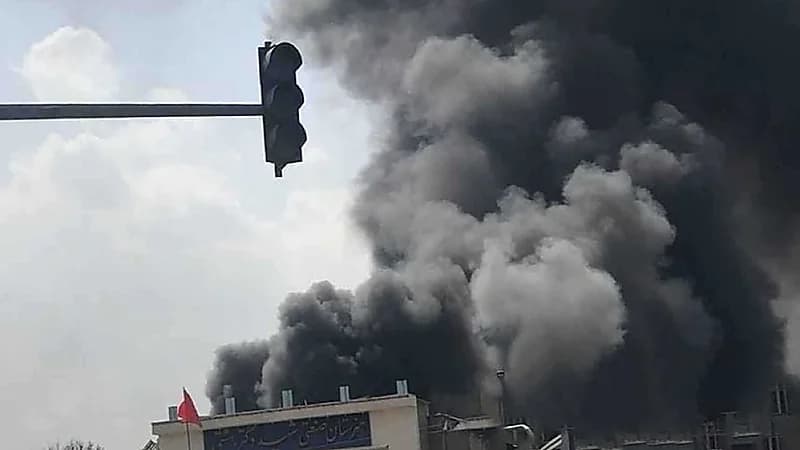 حريق ضخم بمحيط مستشفى في مشهد الإيرانية ..فيديو