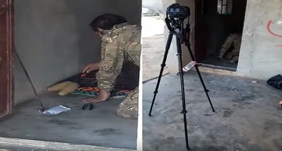 شاهد.. انفجار لغم في وجه قيادي بالجيش الحر