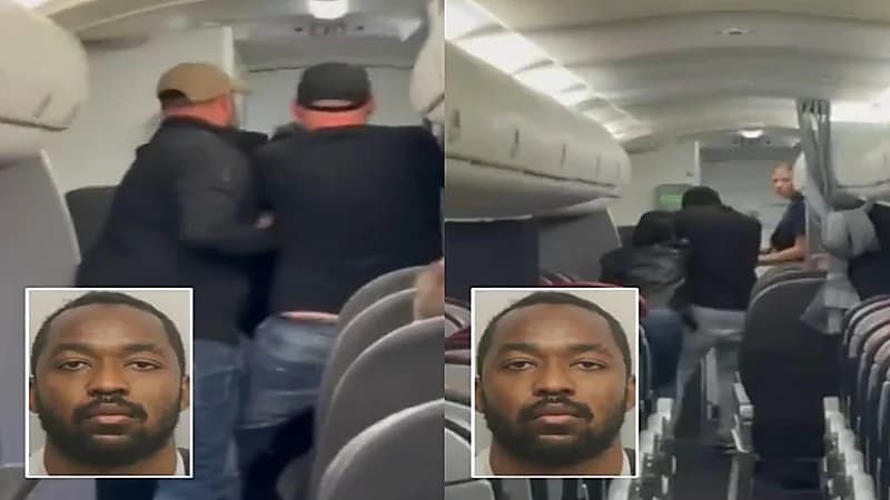 راكب يعتدي على مضيفات بالطائرة.. فيديو