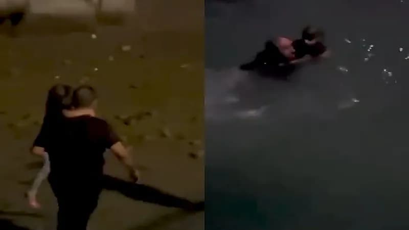 بالفيديو.. مواطن ينقذ طفلة سقطت في بحيرة بالجبيل الصناعية