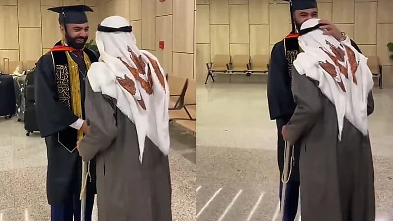 لحظة مؤثرة لمبتعث مع جده.. فيديو