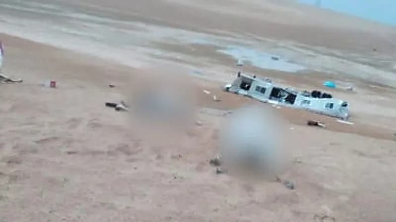 بالفيديو .. صاعقة رعدية تضرب مقطورة محملة بالإبل بنفود السر