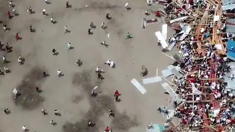 بالفيديو.. قتلى في انهيار مدرج أثناء فعالية لمصارعة الثيران