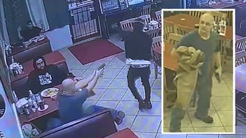 شاهد.. زبون يقتل لصاً سطا على مطعم بـ 9 رصاصات