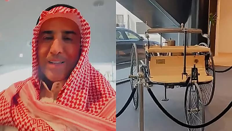 فايز المالكي يوثق وجود أول سيارة مرسيدس بالعالم في الرياض .. فيديو