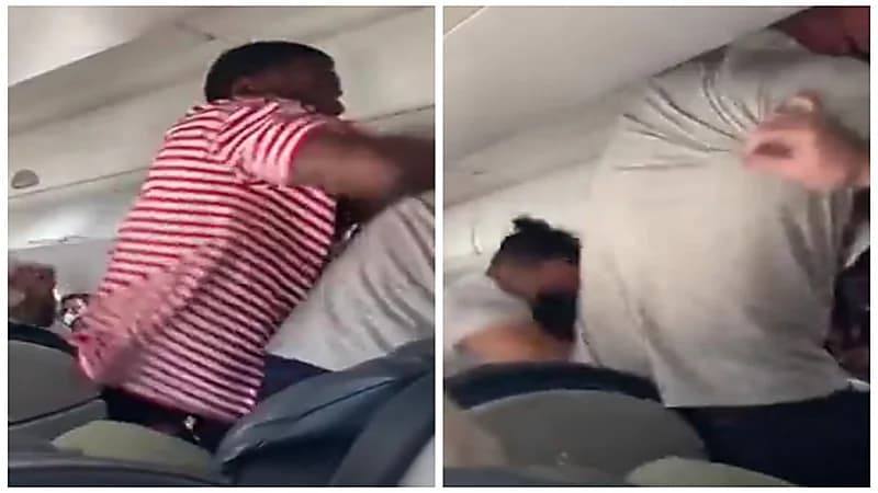 مشاجرة عنيفة على متن إحدى شركات الطيران.. فيديو