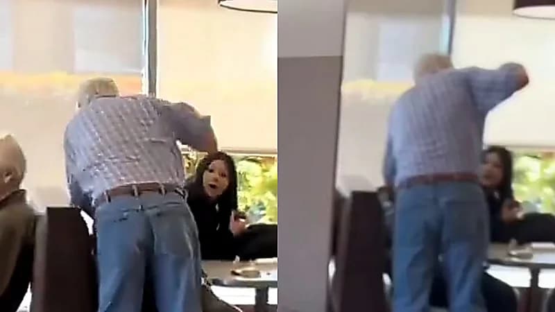 مسن يدافع عن زوجته ويواجه مراهقاً أساء الأدب.. فيديو